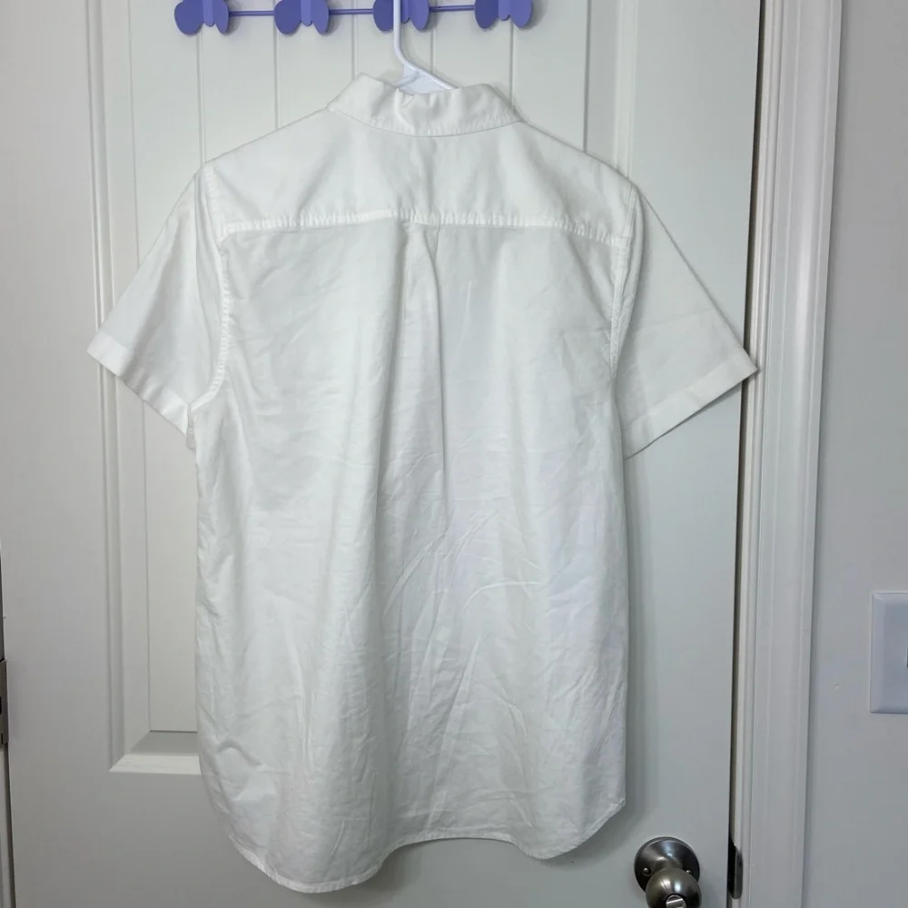 J. Crew men’s solid white full button front chest pocket casual dress shirt L‎